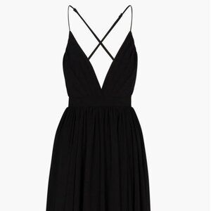 Meghan LA black chiffon midi cocktail dress Sz 10